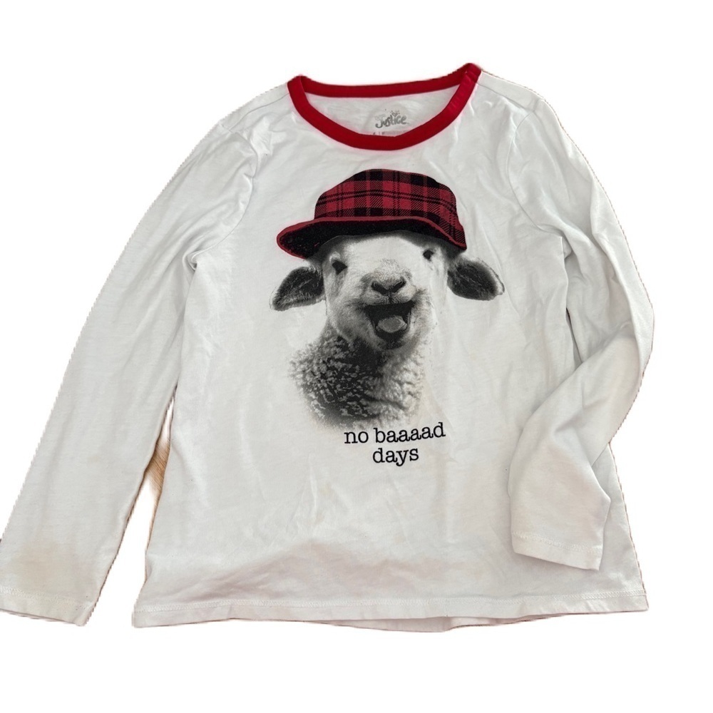 Justice Goat Long Sleeve Shirt Sz 6 Black Red Plaid Checkered Kids Girls